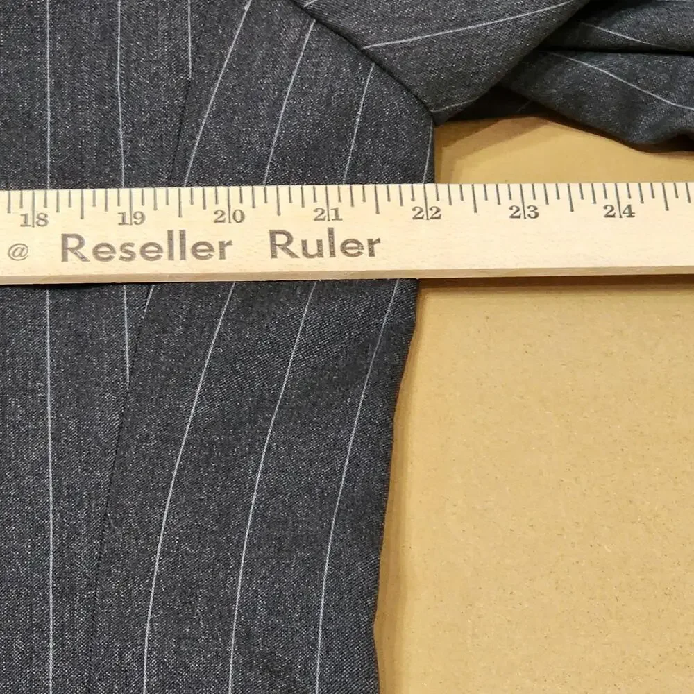 Oscar De La Renta Suit Jacket Mens 40 Gray Wool Pinstripe Two Button Blazer